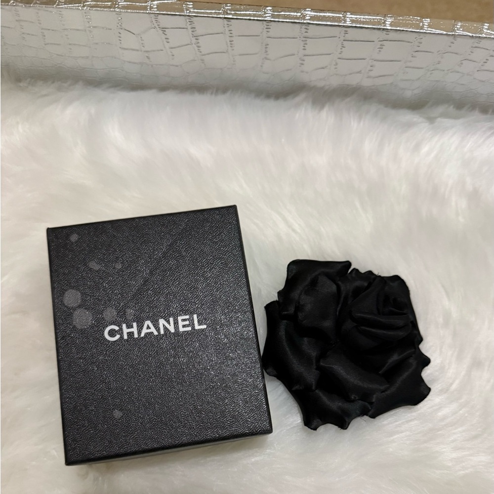 Chanel Black Silk Flower Brooch
